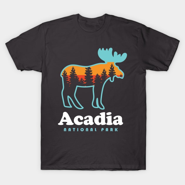 Acadia National Park Camping Bar Harbor Maine Moose T-Shirt by PodDesignShop